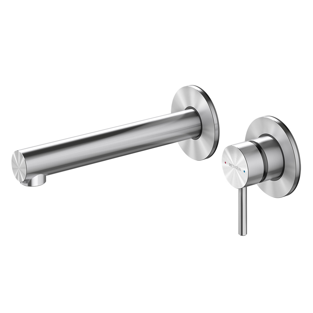 Tūroa Wall Mounted Basin Mixer With Spout (Stainless Steel)